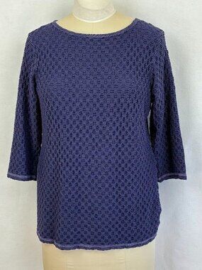 Color Me Cotton Scrunch Top Textured Stretch 3/4 Sleeve Bold Whimsy Spring XL